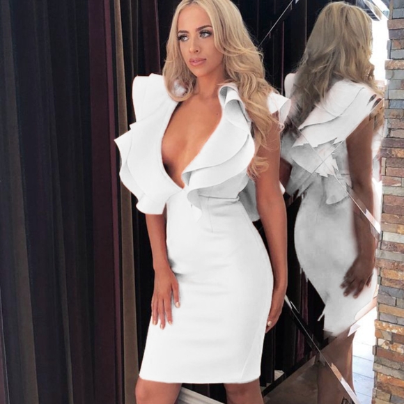 Famous Bandage Ruffle dress XS-XL - Picture 3 of 15